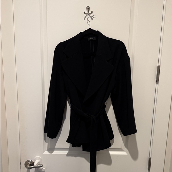 Theory Black Women's Blazer with Belt - Picture 2 of 6